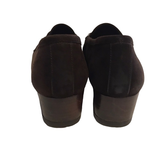 Stuart Weitzman Chocolate Brown Suede Platform Wedge Loafers Size 7 - Picture 6 of 10
